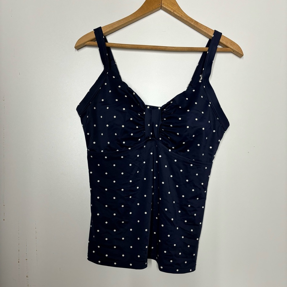 L.L.Bean Navy Blue Polkadot Tankini size 12